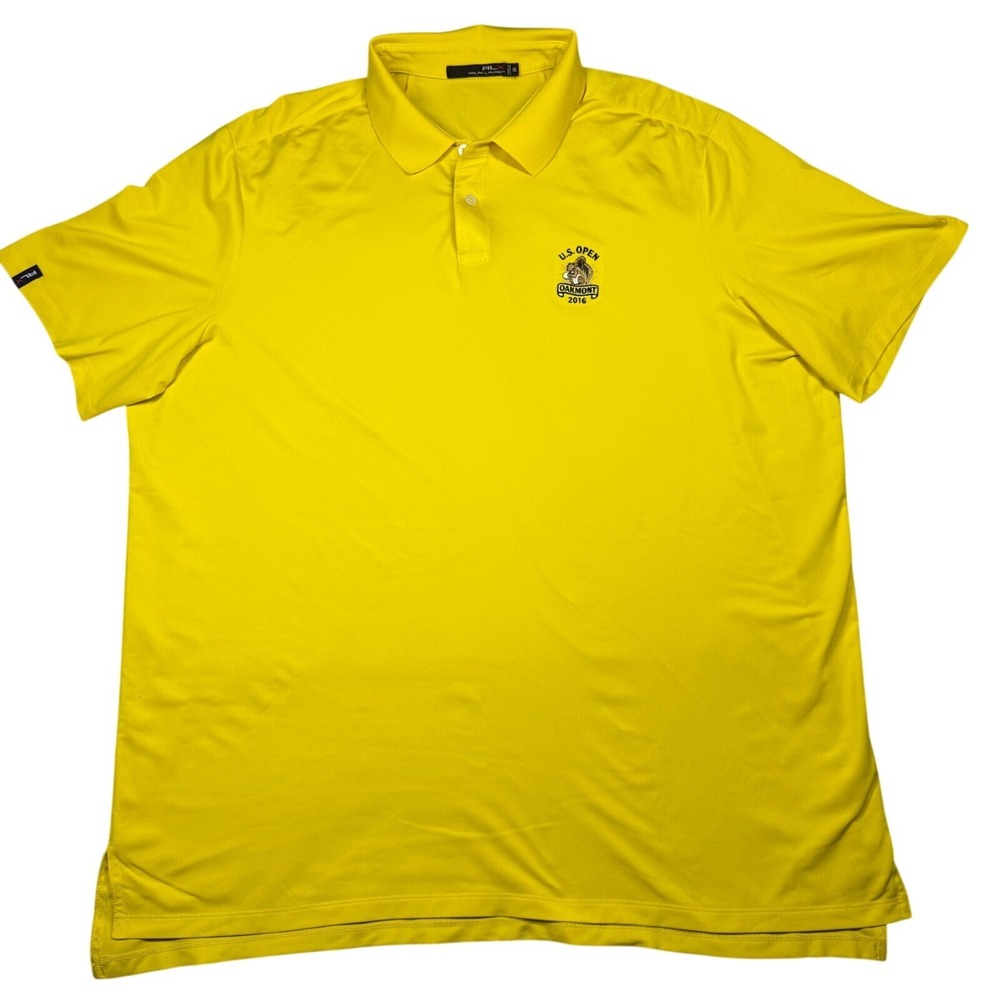 RLX Ralph Lauren Shirt Mens XXL Yellow US Open Oakmont 2016 Golf Performance